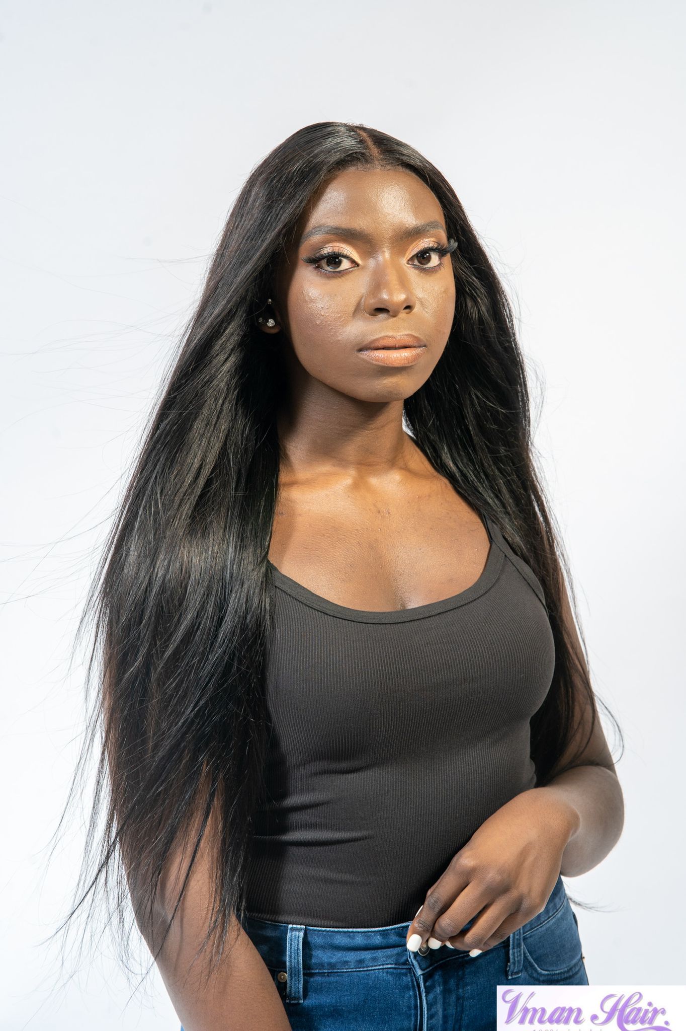 Straight 13×4 Glueless Wig Natural Black